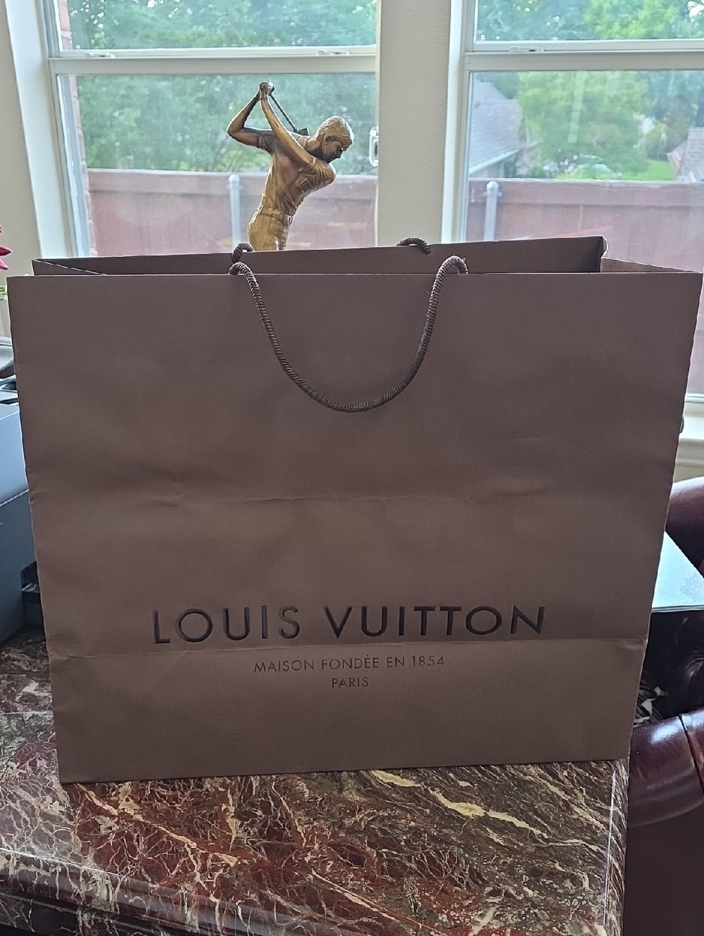 Louis Vuitton Brown Paper Shopping Bag with Rope Handles 19.2"×16